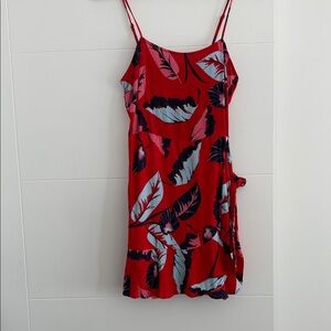 Express Red and Black Floral Mini Dress